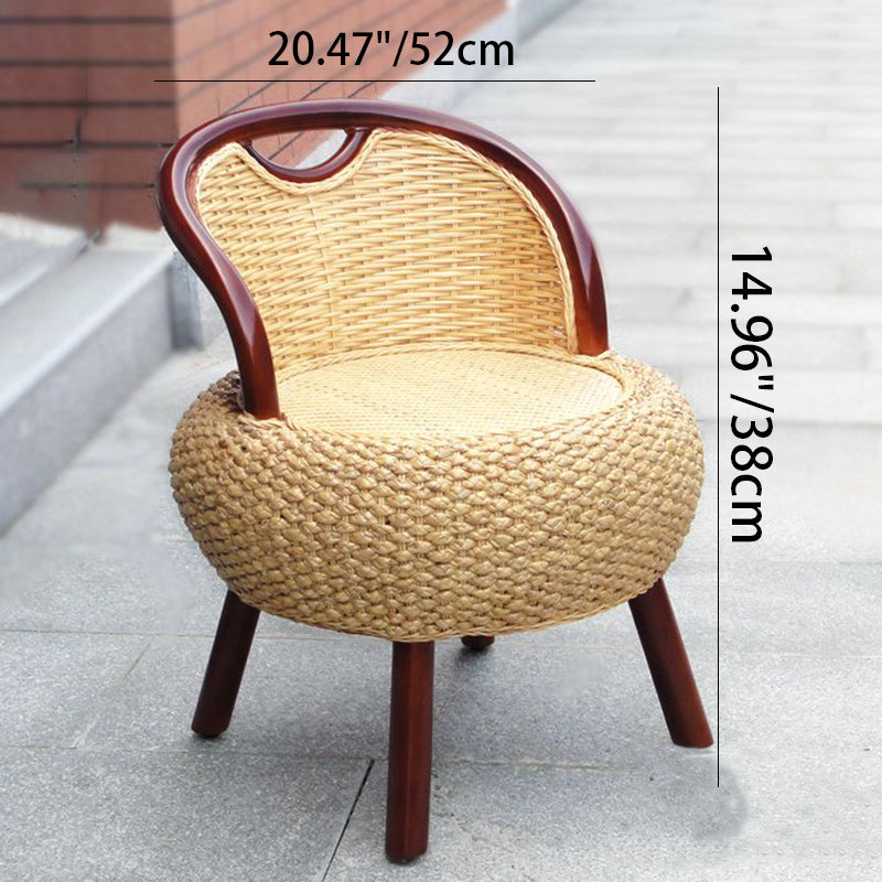 Vintage Orb Curved Bamboo Rattan Chair — Original Color