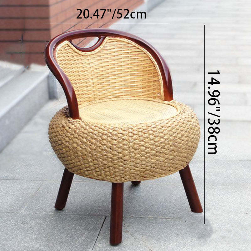 Vintage Orb Curved Bamboo Rattan Chair — Original Color