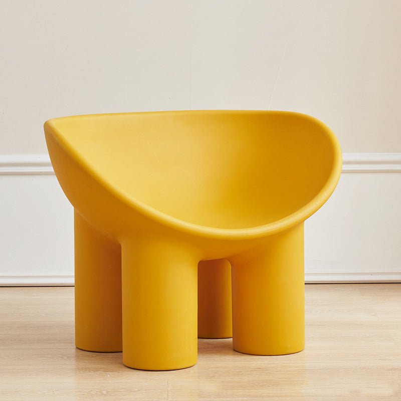 Contemporary Oval Plastic Armchair — Red