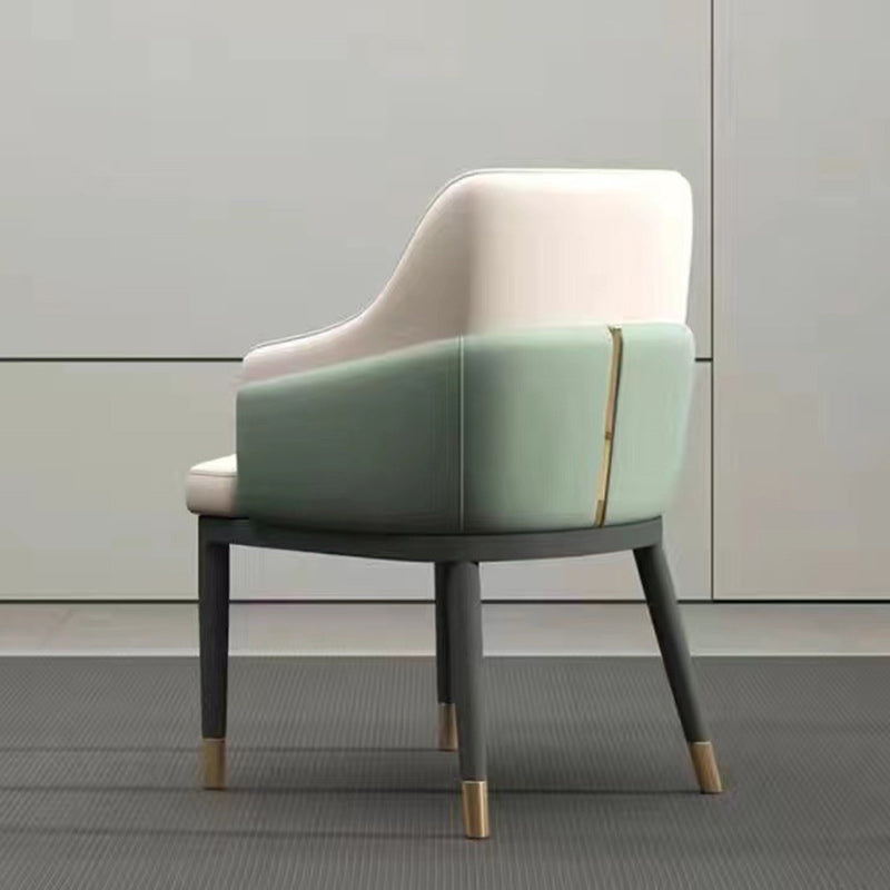 Modern Bent Leather Metal Dining Chair