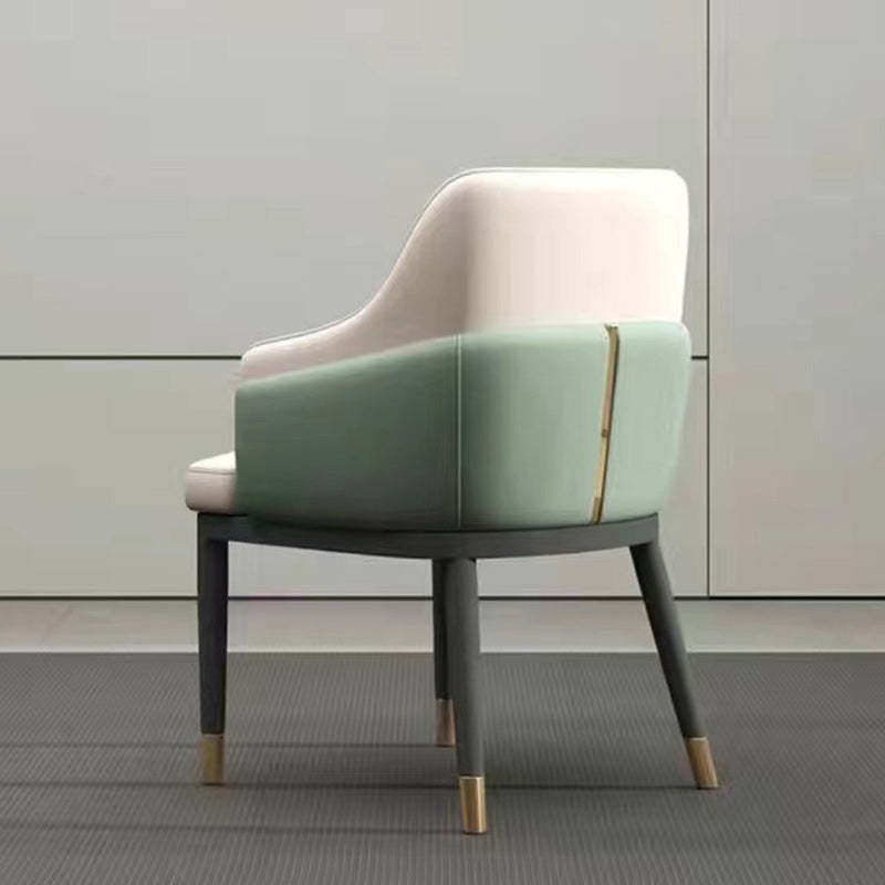 Modern Bent Leather Metal Dining Chair