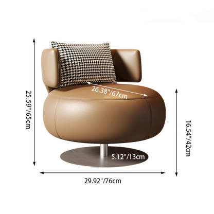 Scandinavian Curved Leather Rotatable Accent Chair