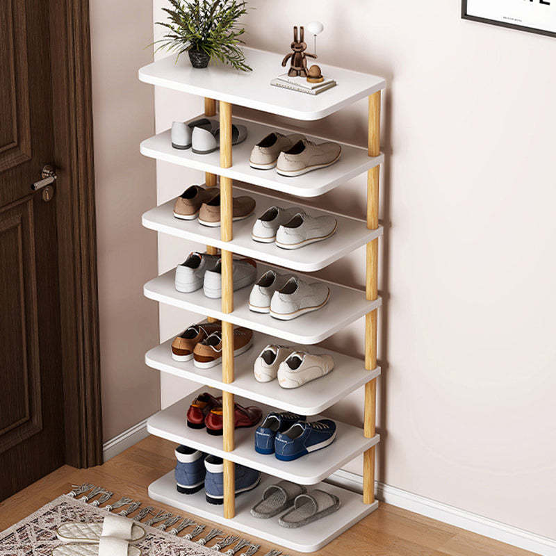 Minimalist Cylinder Wood 6/7-Tier Shoe Storage — 7 / White