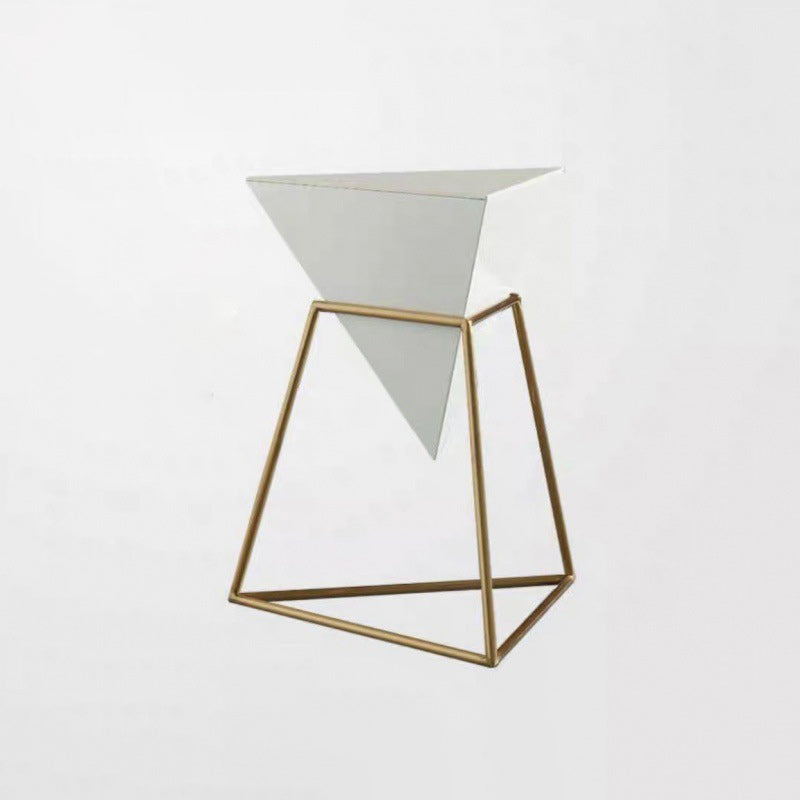 Modern Iron Rock Panel Triangle Side Table 1-Tier