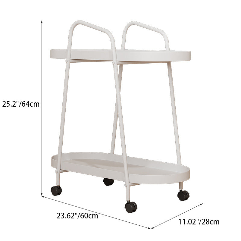 Minimalist Long Oval Iron 2-Tier End Table
