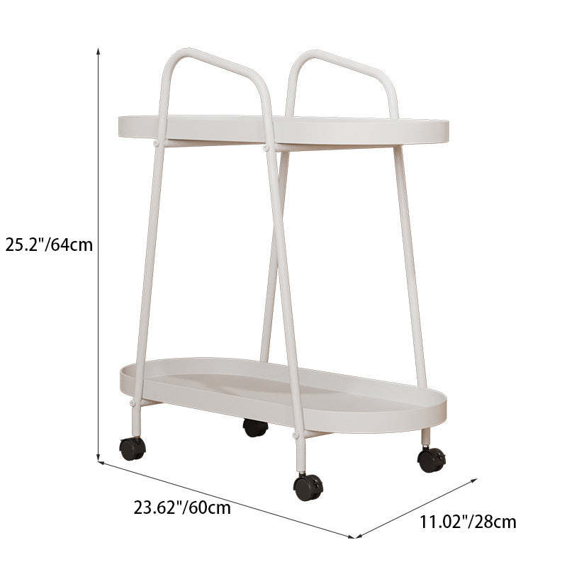 Minimalist Long Oval Iron 2-Tier End Table