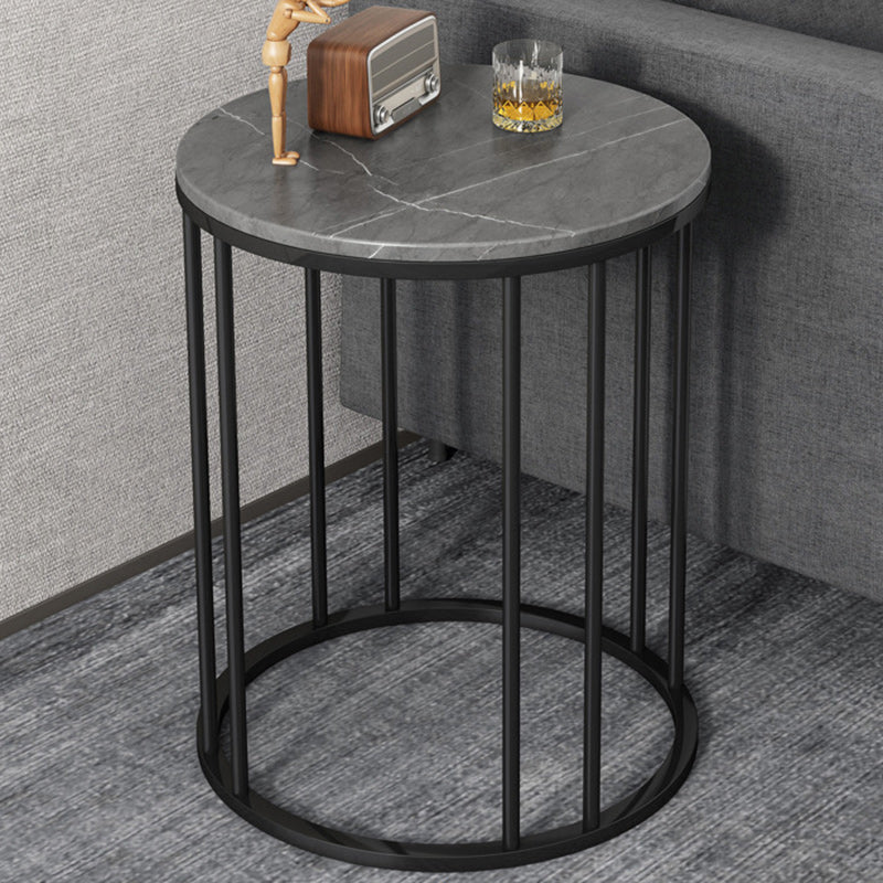 Modern Eclectic Rock Slab Steel End Table