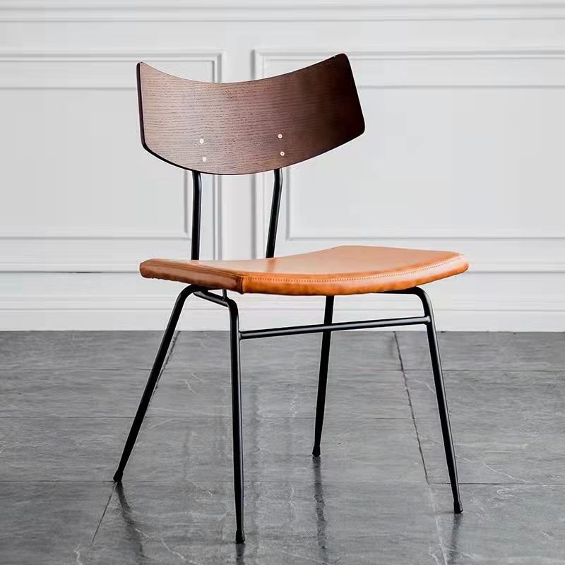Industrial Curved PU Leather Dining Chair