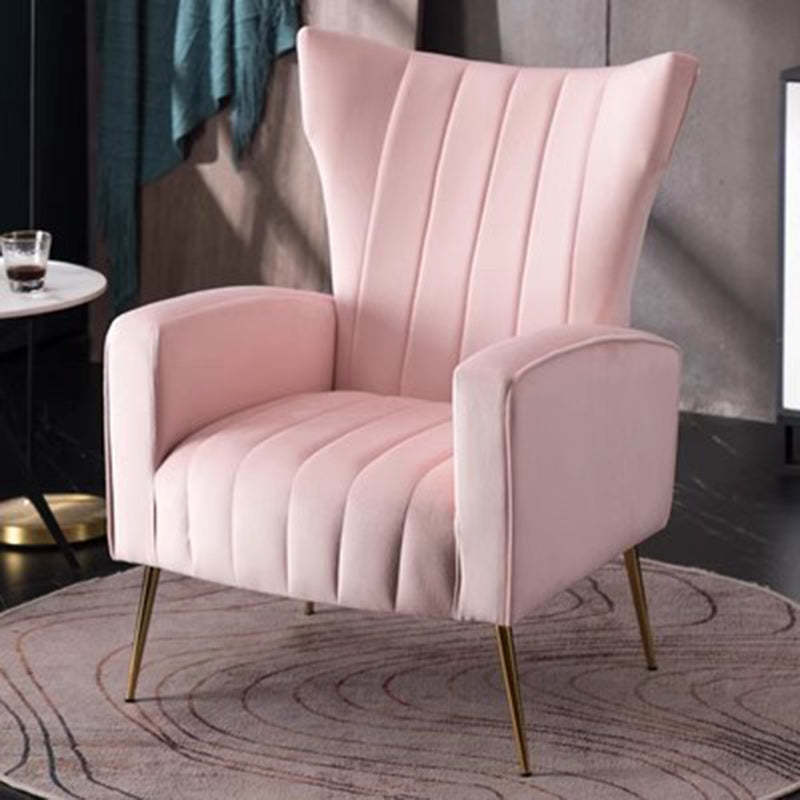 Modern Trapezoidal Velvet Wood Accent Chair