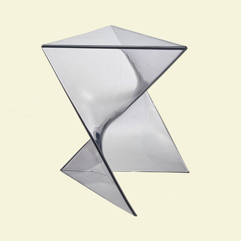 Minimalist Marble Glass Wood Triangle Corner End Table