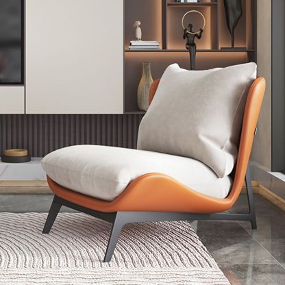 Scandinavian Leather Accent Chair With Footrest