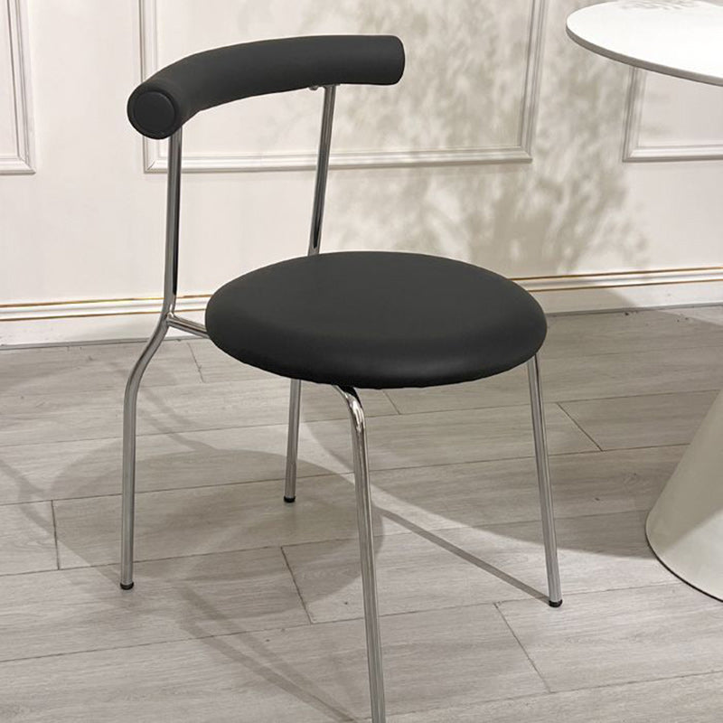 Scandinavian Leather Round Arc Dining Chair