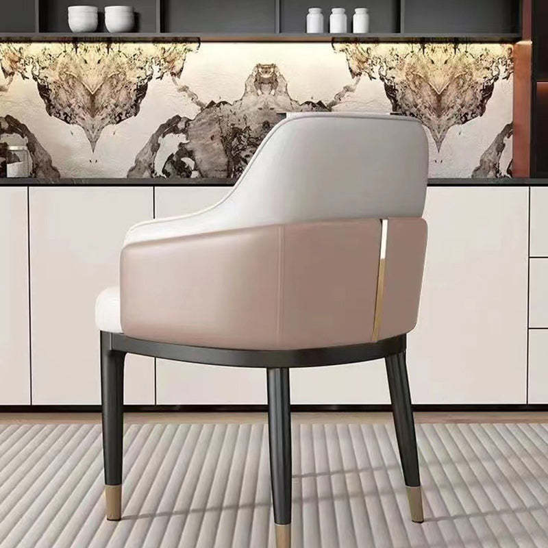 Modern Bent Leather Metal Dining Chair