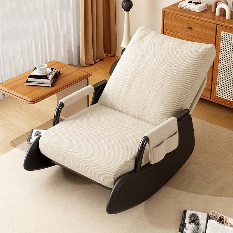 Lighom decor recliner leather recliner for bedroom — Without Footrest / White Seat / Black Frame