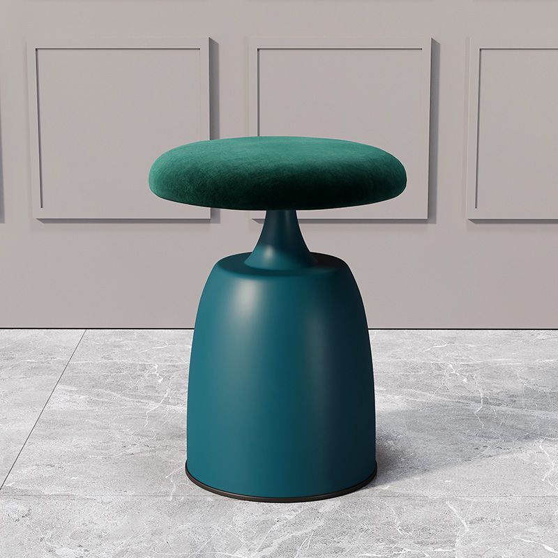 Minimalist Cylinder Fabric Metal Vanity Stool — Black + Orange Base