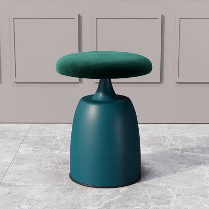 Minimalist Cylinder Fabric Metal Vanity Stool — Black + Orange Base