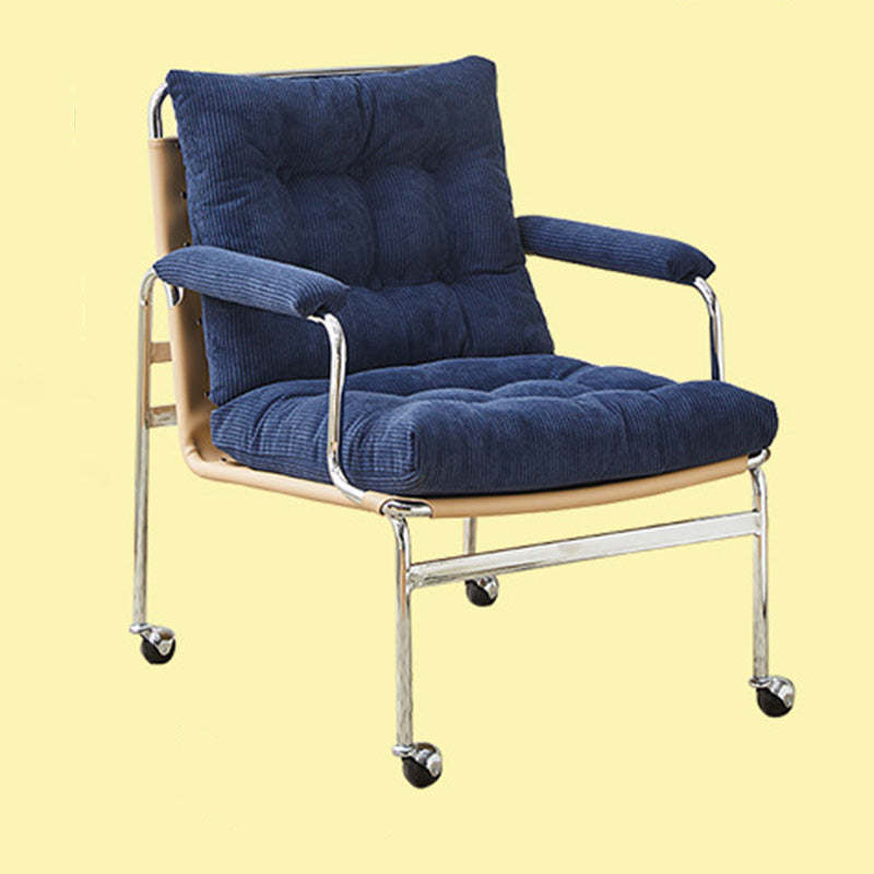 Nordic Checkered Corduroy Leather Rectangular Accent Chair