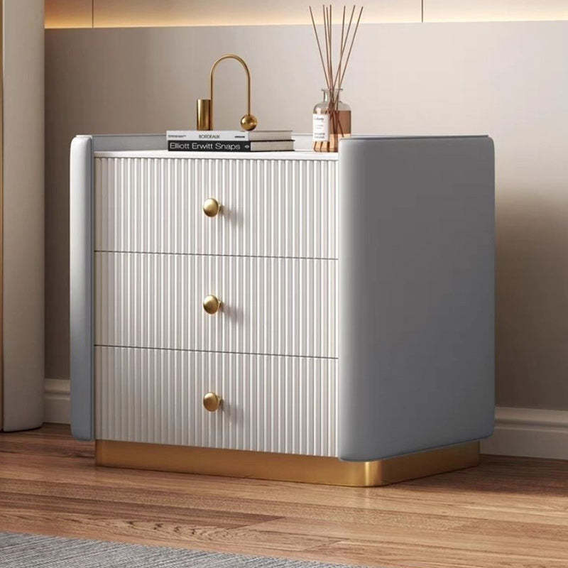 Minimalist Wood Rock Nightstand 3-Drawer