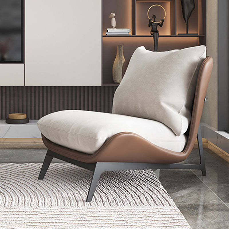 Scandinavian Leather Accent Chair With Footrest
