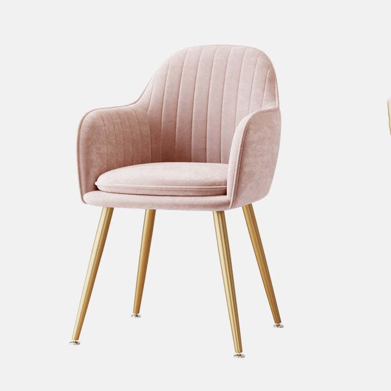 Nordic Striped Velvet Steel Dining Chair