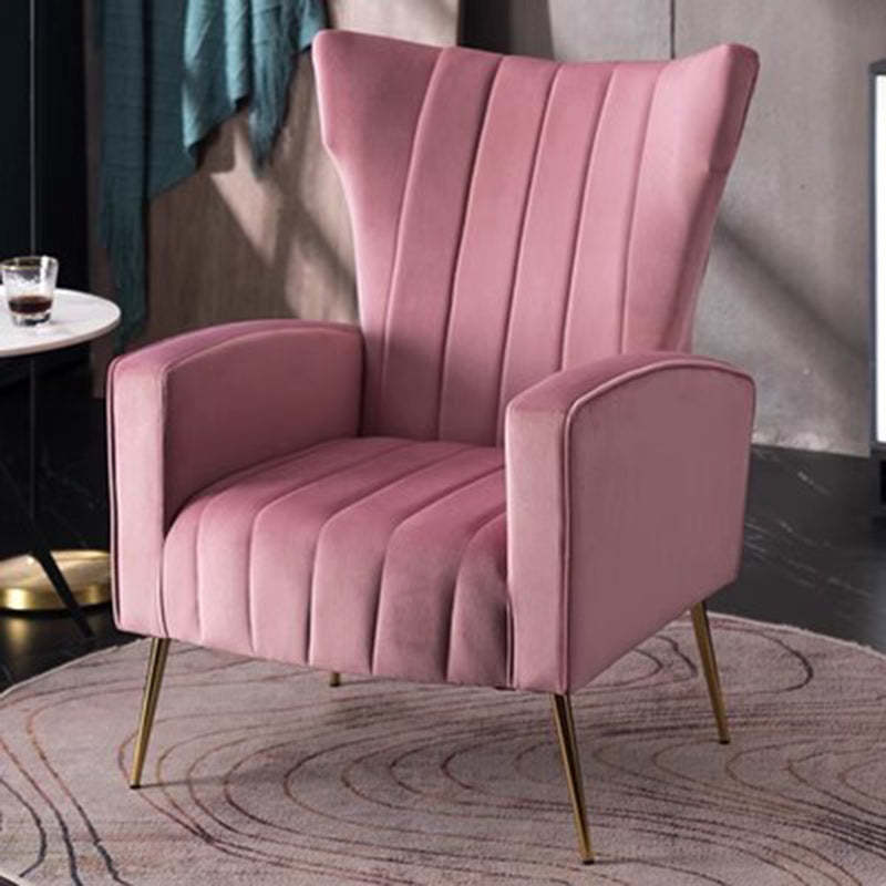 Modern Trapezoidal Velvet Wood Accent Chair — Lake Blue