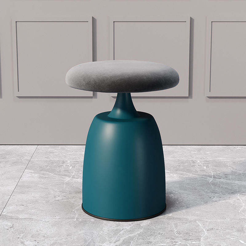 Minimalist Cylinder Fabric Metal Vanity Stool — Red + Orange Base