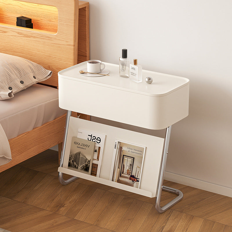 Minimalist Stainless Steel Swivel Nightstand 1-Cabinet
