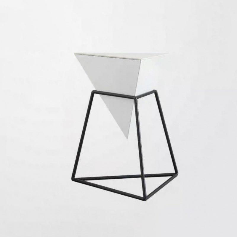 Modern Iron Rock Panel Triangle Side Table 1-Tier