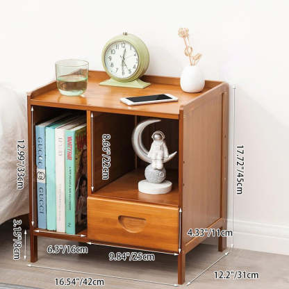 Modern Bamboo 1/3-Drawer Nightstand — D / Wood Color
