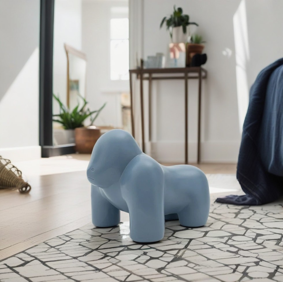 Scandinavian Kids Gorilla Plastic Stool — Blue
