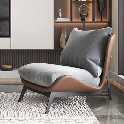 Scandinavian Leather Accent Chair With Footrest