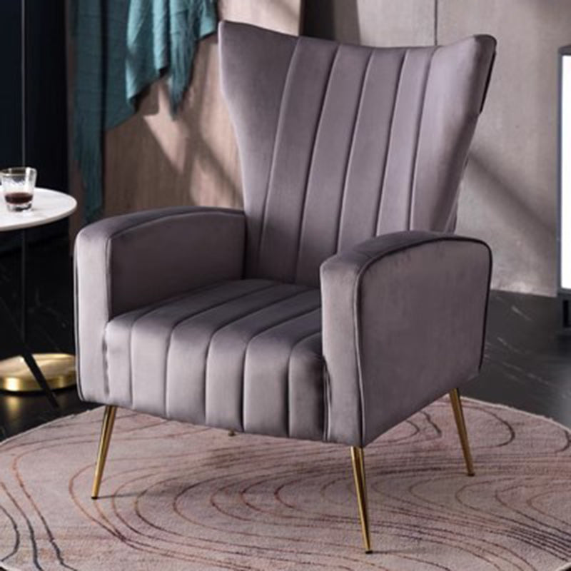 Modern Trapezoidal Velvet Wood Accent Chair