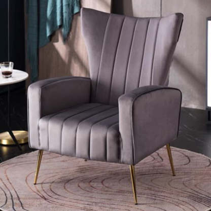 Modern Trapezoidal Velvet Wood Accent Chair