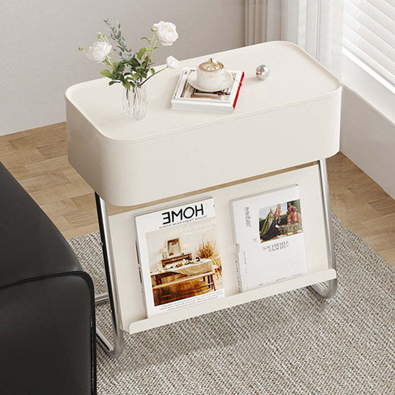 Contemporary Steel 1-Drawer Side Table