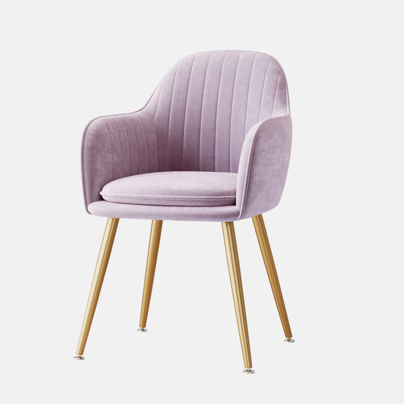 Nordic Striped Velvet Steel Dining Chair