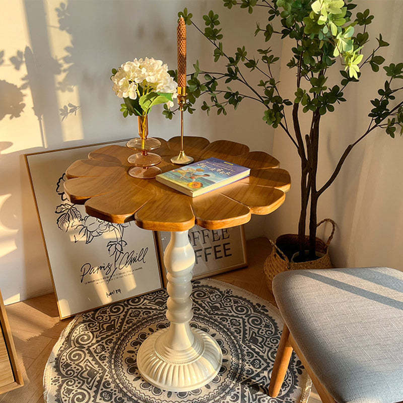 Vintage Embossed Flower Wood End Table
