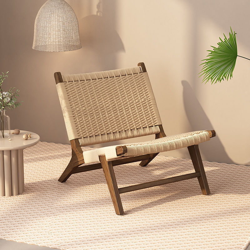 Traditional rope rust walnut accent chairs, Lighom