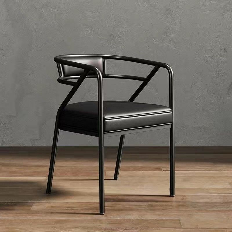 Industrial Suede Leather Curved Dining Chair — Gold Frame / Kilobird Check - Fabric