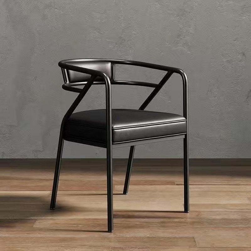Industrial Suede Leather Curved Dining Chair — Gold Frame / Kilobird Check - Fabric