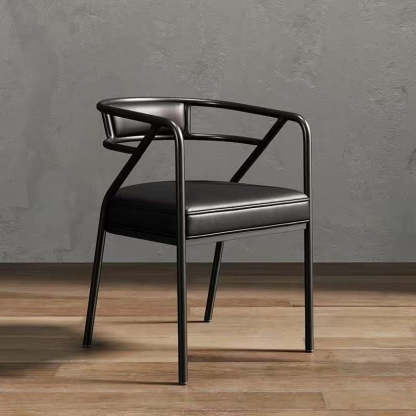 Industrial Suede Leather Curved Dining Chair — Gold Frame / Kilobird Check - Fabric