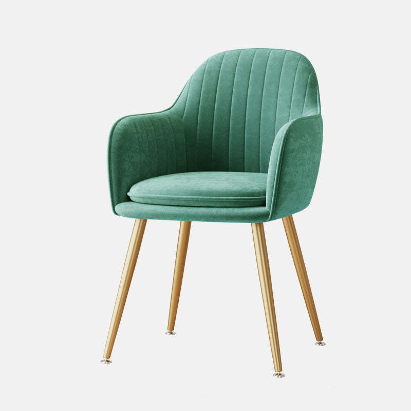 Nordic Striped Velvet Steel Dining Chair