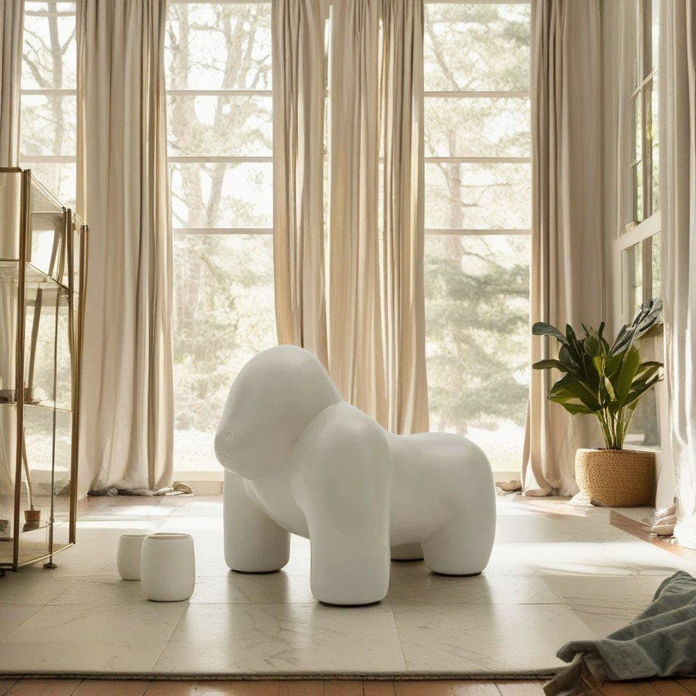 Scandinavian Kids Gorilla Plastic Stool — Light Green