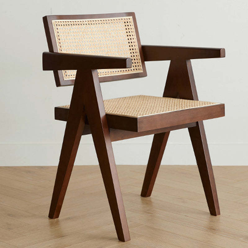 Japanese Rattan Wood V-Frame Dining Chair