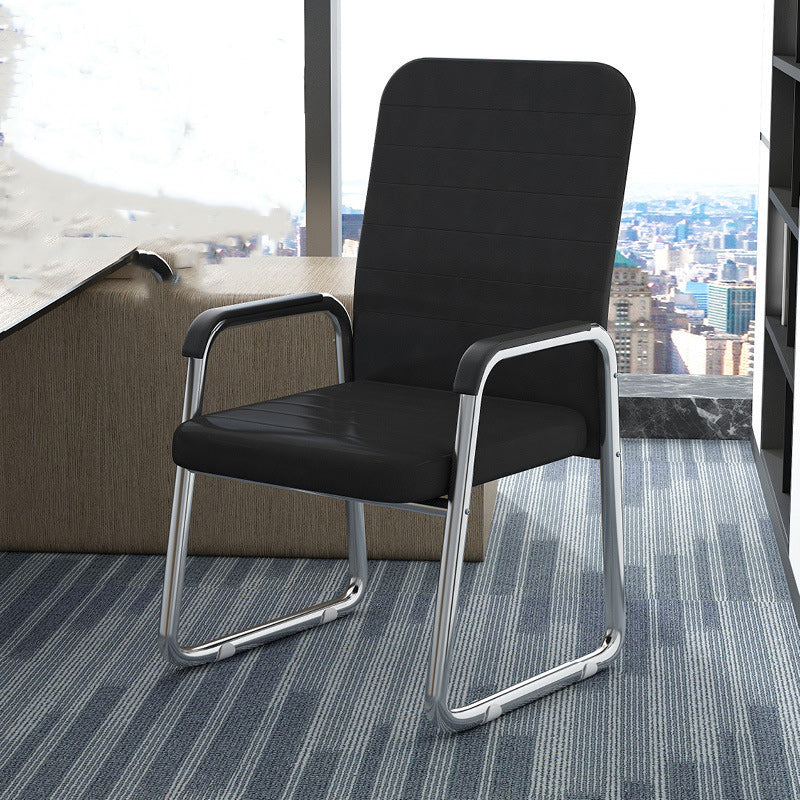 Modern Mesh Leather Square Desk Chair — Latex / Black - Leather
