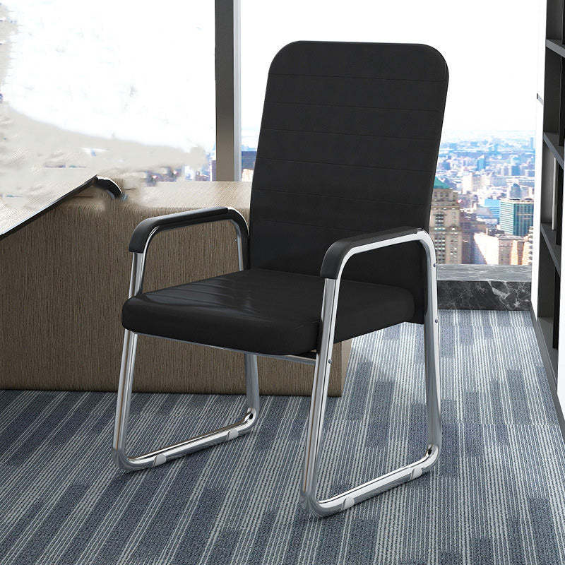 Modern Mesh Leather Square Desk Chair — Latex / Black - Leather