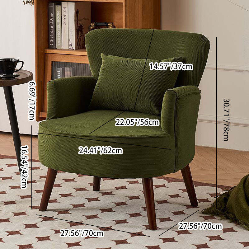 Minimalist Trapezoidal Velvet Wood Accent Chair — Beige