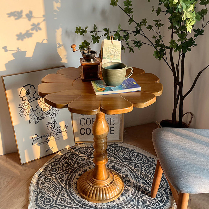Vintage Embossed Flower Wood End Table