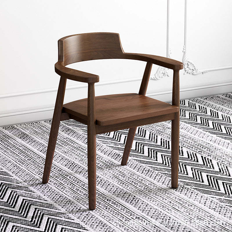 Minimalist curved upholstered walnut dining chairs & benches in wood — Solid Wood