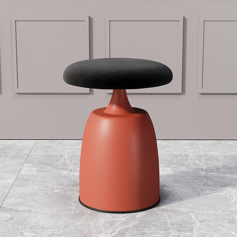Minimalist Cylinder Fabric Metal Vanity Stool — Green + Orange Base