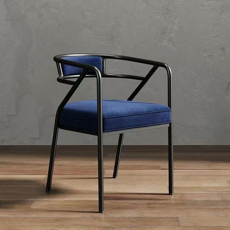 Industrial Suede Leather Curved Dining Chair